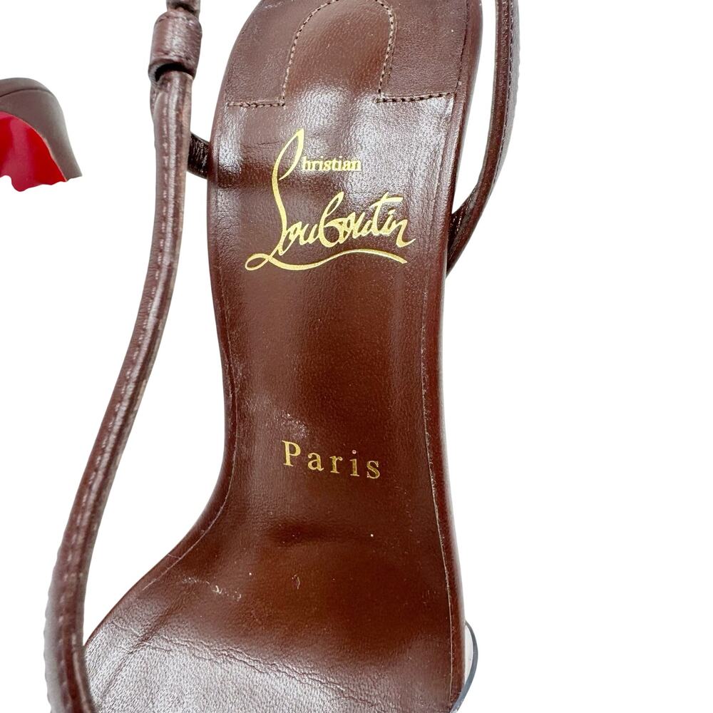 Christian Louboutin Rosalie 100 Brown Leather Slingback Stiletto Sandals EU 37 - Picture 8 of 9